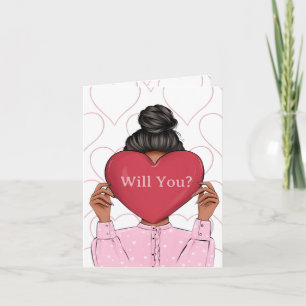Pink Hearts Valentine's Bridesmaid Proposal Card
