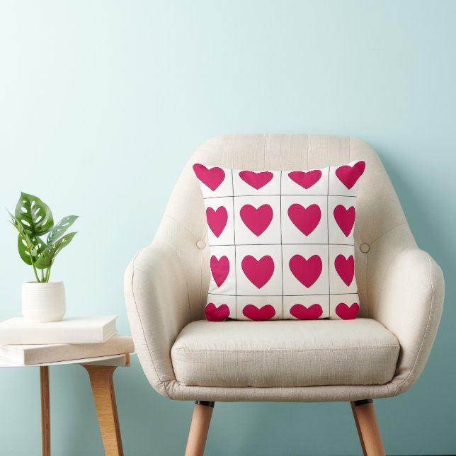 Pink Hearts Valentines Day Cushion (Chair)
