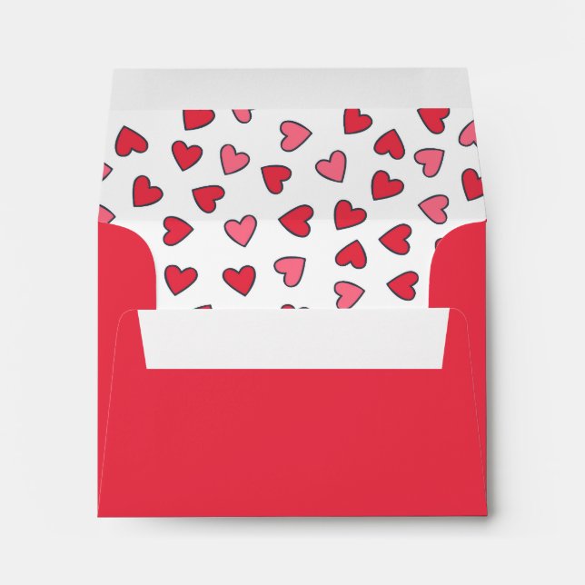 Pink Hearts Valentine's Day - Note Card Envelope (Back (Bottom))