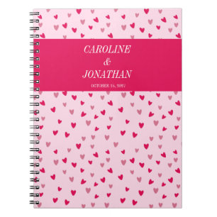 Pink Hearts Wedding Date Custom Cute Gift spiral Notebook