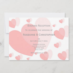Pink Hearts Wedding Reception Invitation