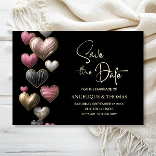 Pink Hearts Wedding Save the Date