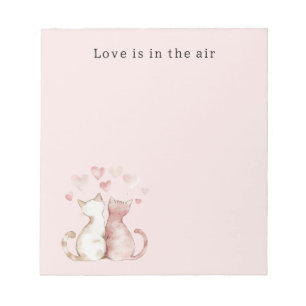 Pink Hearts White Cats Love   Notepad