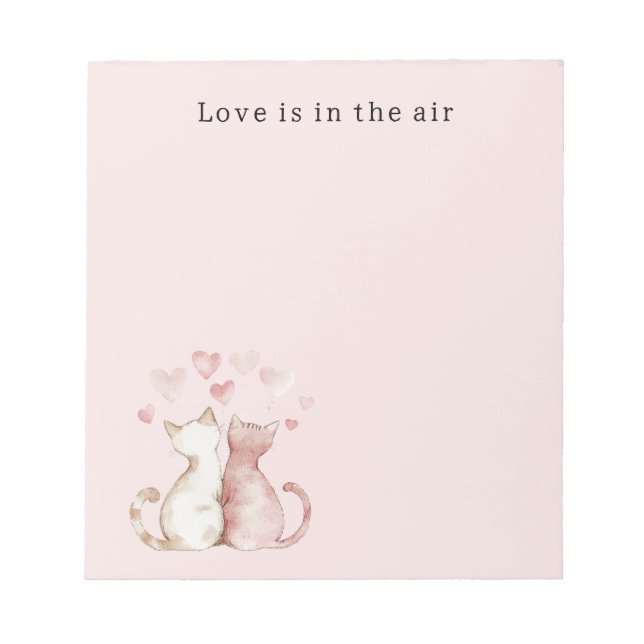 Pink Hearts White Cats Love   Notepad (Front)