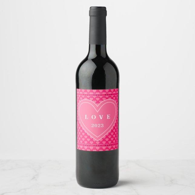 Pink Hearts Wine Label (Front)