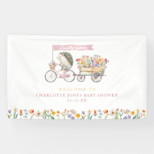 Pink Hedgehog Baby Shower Welcome Banner – Floral 