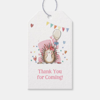 Pink Hedgehog Children's Birthday Gift Tag