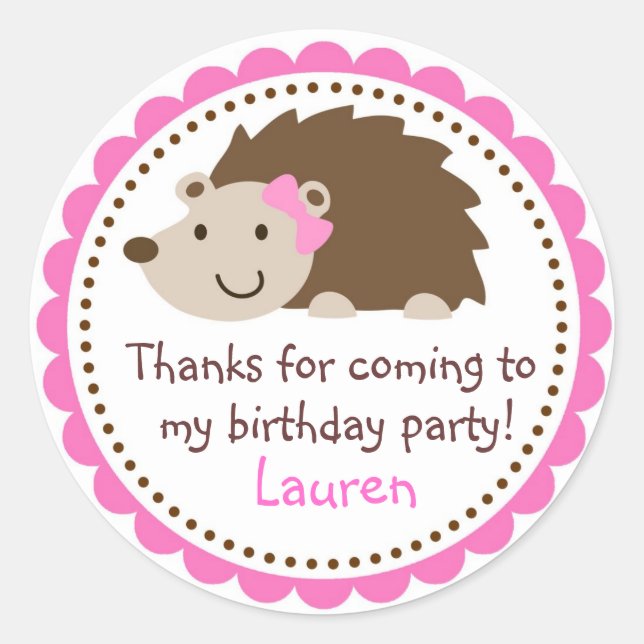 Pink Hedgehog Stickers (Front)