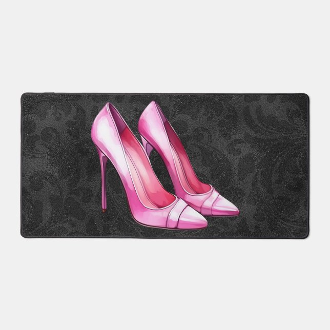 Pink Heels Shoes Desk Mat (Front)
