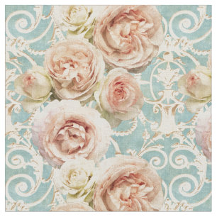 Pink Heirloom Roses with Damask Fabric
