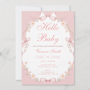 Pink Hello Baby Girl Baby Shower  Invitation