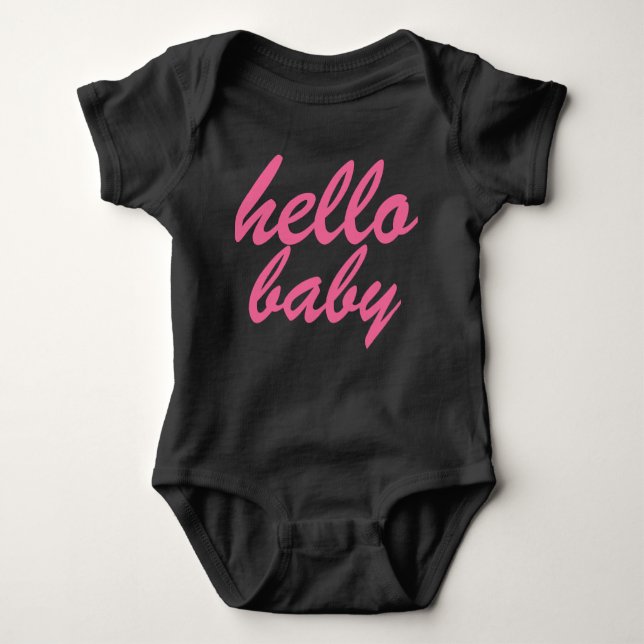 Pink Hello Baby Girl Snap T-shirt Romper Bodysuit (Front)