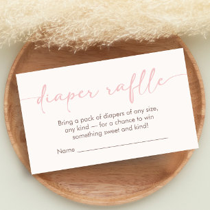 Pink Hello Baby Shower Diaper Raffle Enclosure Card