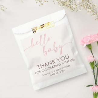 Pink Hello Baby Shower Favour Bags