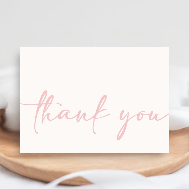 Pink Hello Baby Shower Thank You Card (Pink Hello Baby Minimalist Baby Shower Thank you Card)