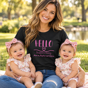 PINK Hello Girl Mum Heart Tale T-Shirt
