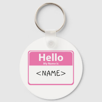 Pink Hello My Name is, <NAME> Key Ring
