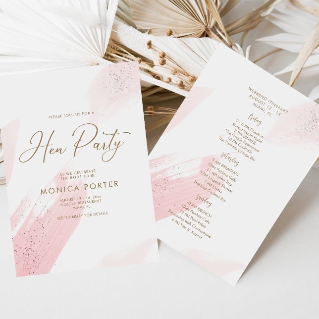 Pink Hen Party Itinerary, Bachelorette Weekend Invitation (Pink Hen Party Itinerary, Bachelorette Weekend Invitation)