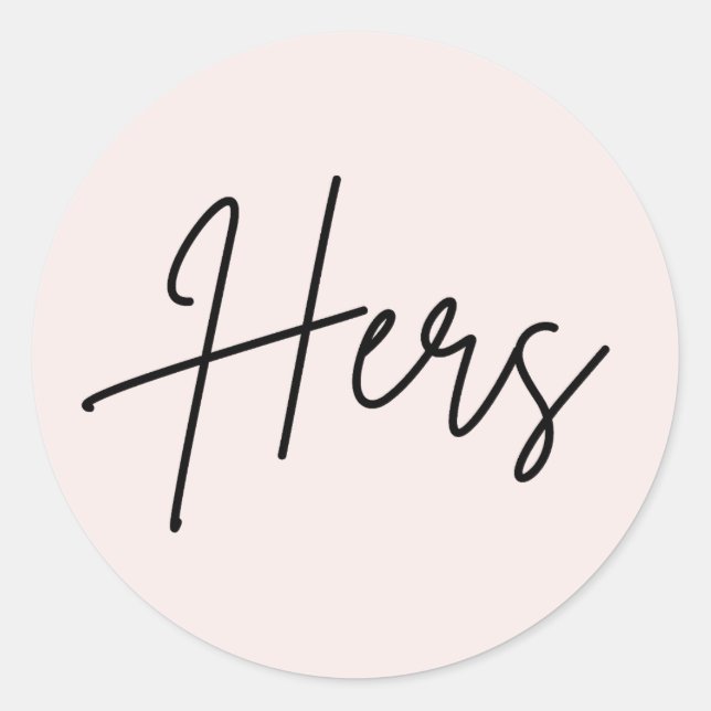 Pink Hers sticker for wedding  welcome bag sticker (Front)