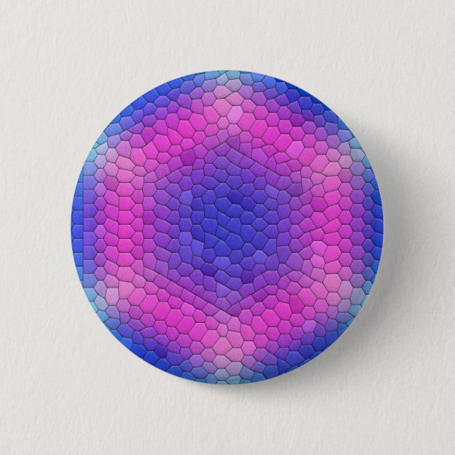 Pink Hexagon Mosaic on Blue Gradient 6 Cm Round Badge (Front)