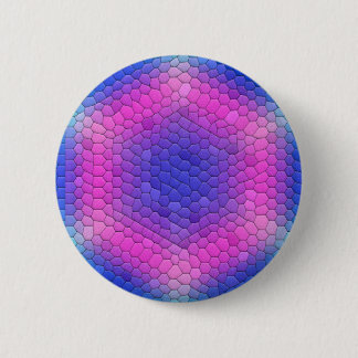 Pink Hexagon Mosaic on Blue Gradient 6 Cm Round Badge