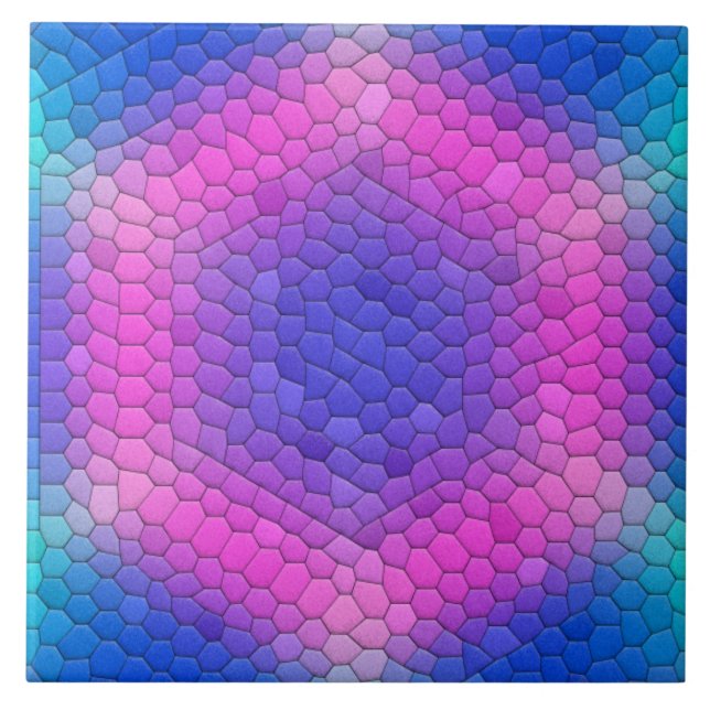 Pink Hexagon Mosaic on Blue Gradient Tile (Front)