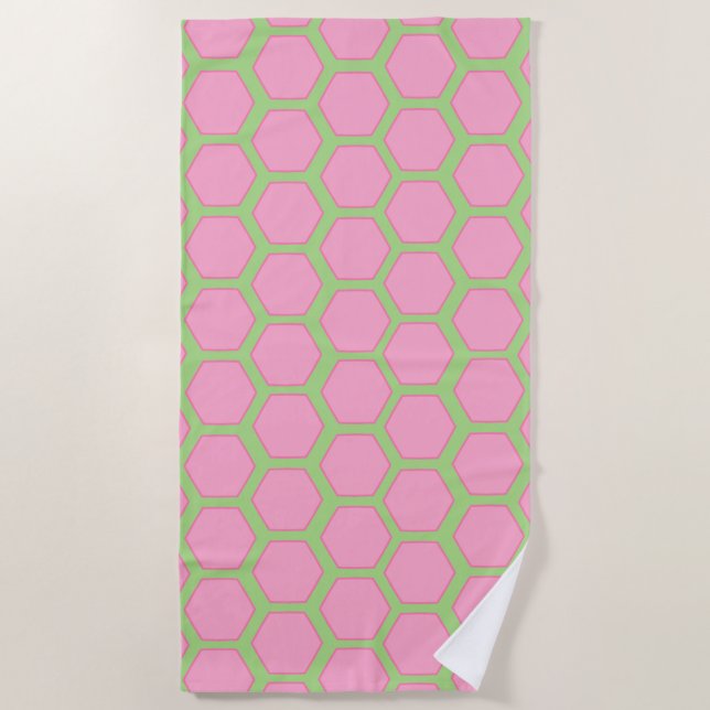 Pink Hexagons Beach Towel (Front)