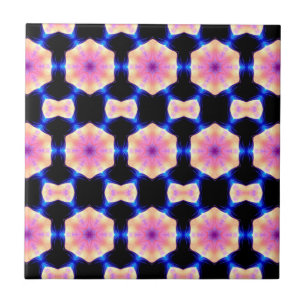 pink hexagrams on black tile