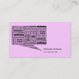 Pink HI & Hello! in Different Languanges Business Card