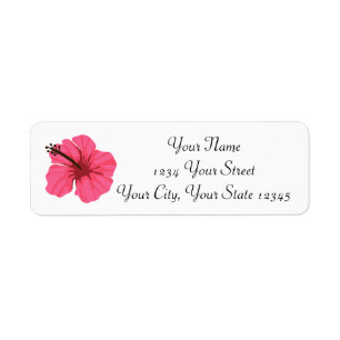 Pink Hibiscus Address Label