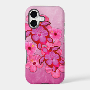 Pink Hibiscus And Honu Turtles