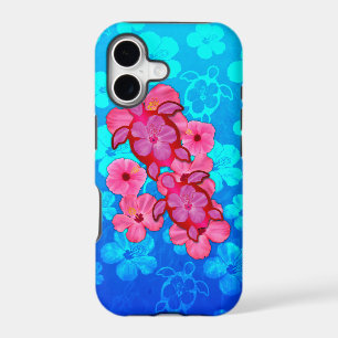 Pink Hibiscus And Honu Turtles