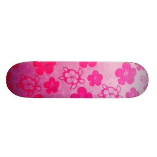 Pink Hibiscus And Honu Turtles Skateboard