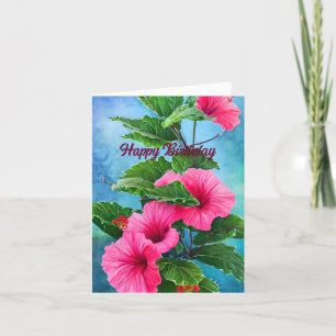 Pink Hibiscus Birthday Card