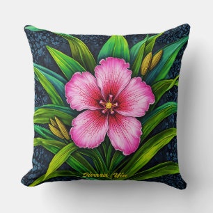 Pink Hibiscus Bloom - Exotic Tropical  Cushion