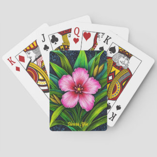 Pink Hibiscus Bloom - Exotic Tropical Playing Cards