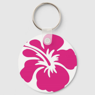 Pink Hibiscus Design Key Ring