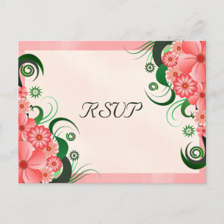 Pink Hibiscus Floral Elegant RSVP Reply Postcards