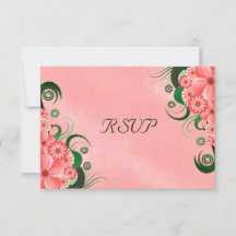 Pink Hibiscus Floral Elegant RSVP Response Cards
