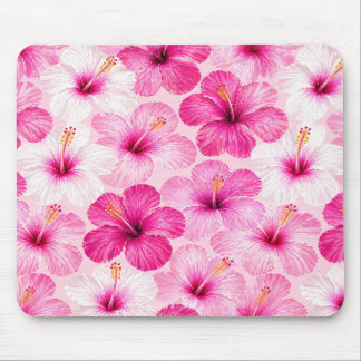 Pink Hibiscus Floral Mouse Pad