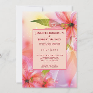 Pink Hibiscus Floral Wedding Announcement