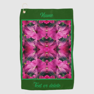Pink Hibiscus Flower Abstract Personalised Golf Towel