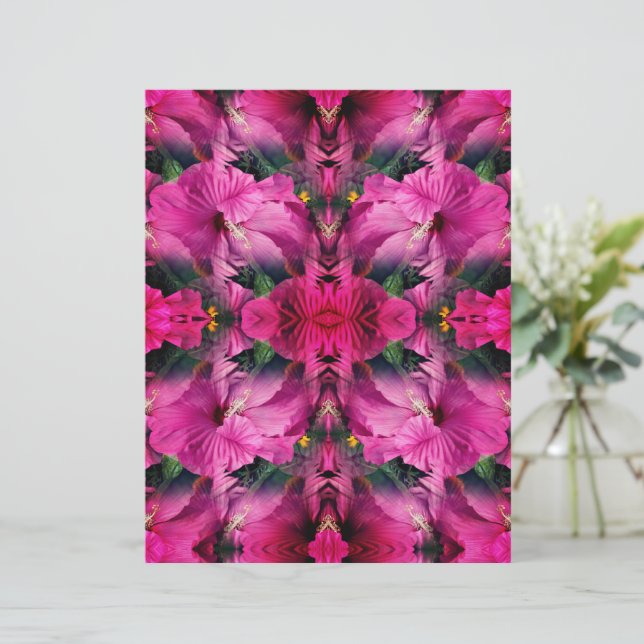 Pink Hibiscus Flower Abstract Scrapbook Paper (Standing Front)