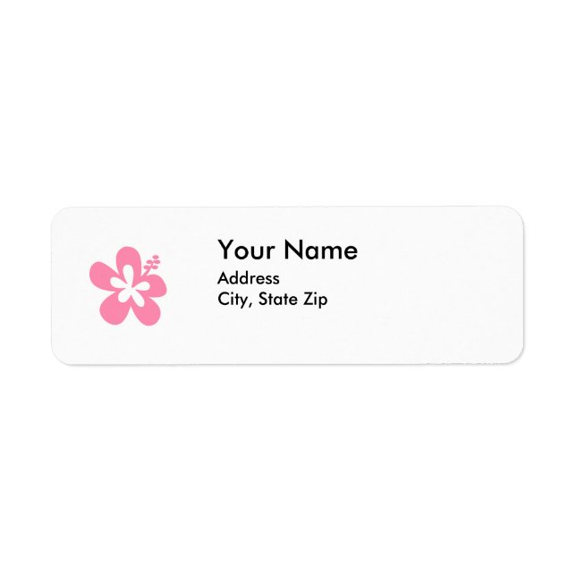 pink hibiscus flower address label (Front)