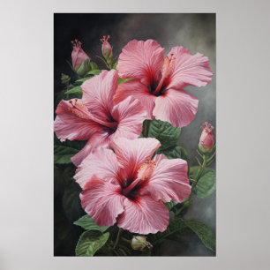 Pink Hibiscus Flower Art Print Poster