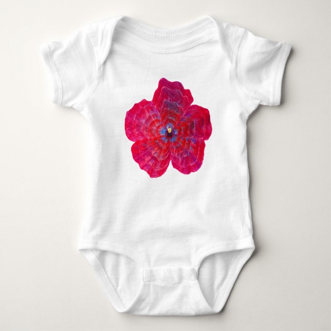 Pink Hibiscus Flower Baby Bodysuit (Front)