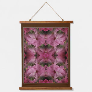 Pink Hibiscus Flower Multiplied Vintage Abstract Hanging Tapestry