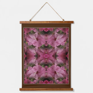 Pink Hibiscus Flower Multiplied Vintage Abstract Hanging Tapestry