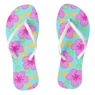 Pink Hibiscus Flower Pattern Jandals