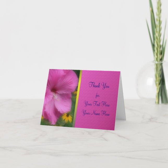 Pink Hibiscus Flower Personalised Thank You Card (Front)